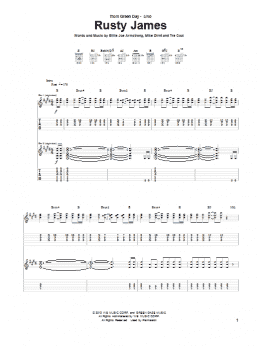 page one of Rusty James (Guitar Tab)