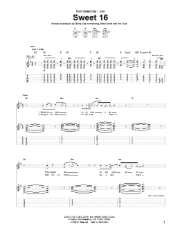 page one of Sweet 16 (Guitar Tab)