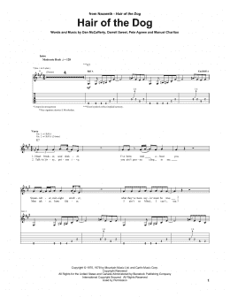 page one of Hair Of The Dog (Guitar Tab)