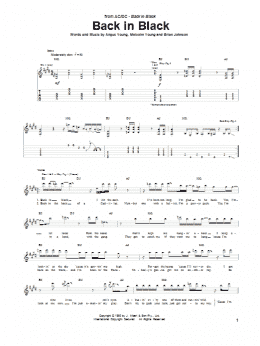 page one of Back In Black (Guitar Tab)