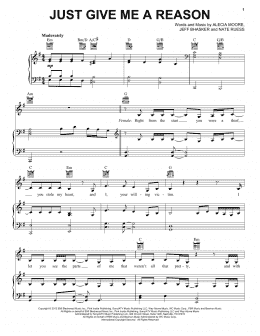 page one of Just Give Me A Reason (Piano, Vocal & Guitar Chords (Right-Hand Melody))