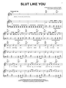page one of Slut Like You (Piano, Vocal & Guitar Chords (Right-Hand Melody))