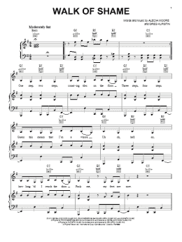 page one of Walk Of Shame (Piano, Vocal & Guitar Chords (Right-Hand Melody))