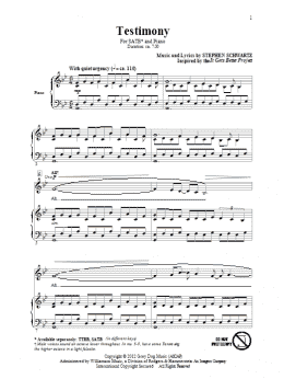 page one of Testimony (SATB Choir)