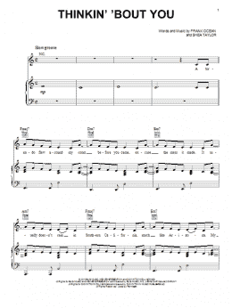 page one of Thinkin' 'Bout You (Piano, Vocal & Guitar Chords (Right-Hand Melody))