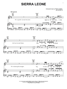 page one of Sierra Leone (Piano, Vocal & Guitar Chords (Right-Hand Melody))
