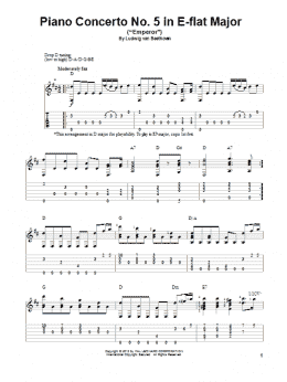 page one of Piano Concerto No. 5 in E-flat Major ("Emperor") (Solo Guitar)