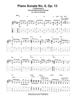 page one of Piano Sonata No. 8, Op. 13 ("Pathetique"), 2nd Movement (Solo Guitar)