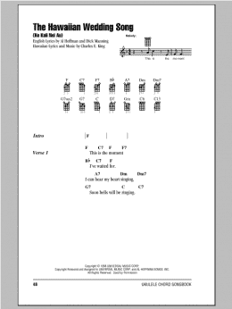 page one of The Hawaiian Wedding Song (Ke Kali Nei Au) (Ukulele Chords/Lyrics)