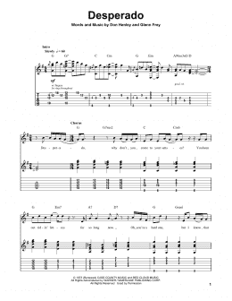 page one of Desperado (Guitar Tab (Single Guitar))