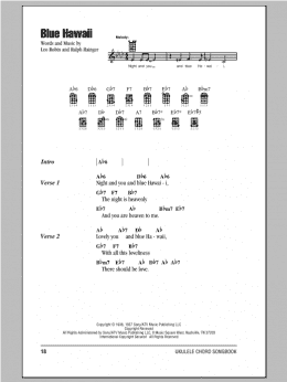 page one of Blue Hawaii (Ukulele Chords/Lyrics)