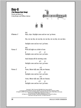 page one of Day-O (The Banana Boat Song) (Ukulele Chords/Lyrics)