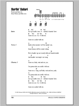 page one of Surfin' Safari (Ukulele Chords/Lyrics)