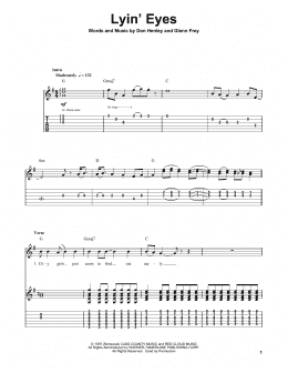 page one of Lyin' Eyes (Guitar Tab (Single Guitar))