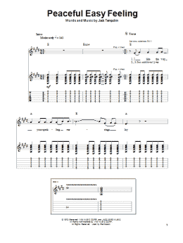 page one of Peaceful Easy Feeling (Guitar Tab (Single Guitar))
