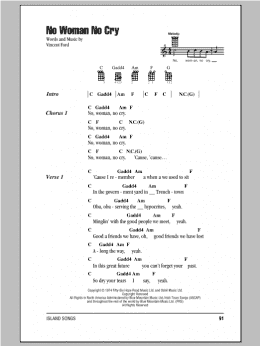 page one of No Woman No Cry (Ukulele Chords/Lyrics)