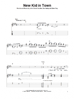 page one of New Kid In Town (Guitar Tab (Single Guitar))