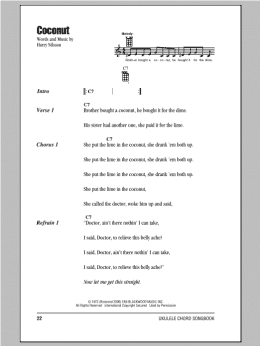 page one of Coconut (Ukulele Chords/Lyrics)