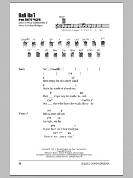 page one of Bali Ha'i (Ukulele Chords/Lyrics)