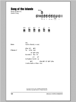 page one of Song Of The Islands (Ukulele Chords/Lyrics)