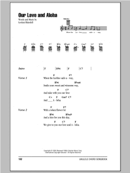 page one of Our Love And Aloha (Ukulele Chords/Lyrics)