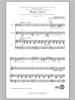 page one of Shady Grove (SAB Choir)