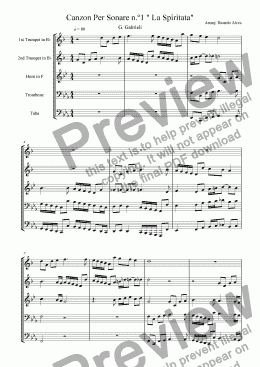 page one of Canzon Per Sonare n.º 1 -  La Spiritata