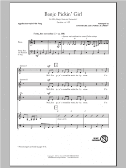 page one of Banjo Pickin' Girl (SSA Choir)