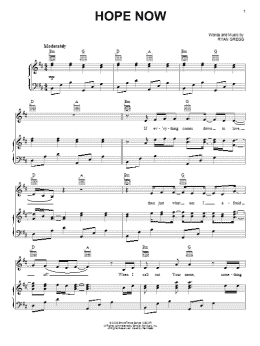 page one of Hope Now (Piano, Vocal & Guitar Chords (Right-Hand Melody))