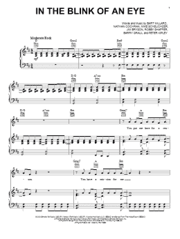 page one of In The Blink Of An Eye (Piano, Vocal & Guitar Chords (Right-Hand Melody))