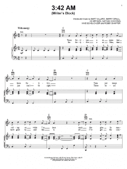 page one of 3:42 AM (Writer's Block) (Piano, Vocal & Guitar Chords (Right-Hand Melody))