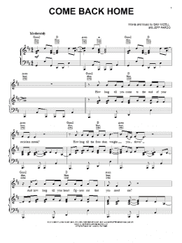 page one of Come Back Home (Piano, Vocal & Guitar Chords (Right-Hand Melody))