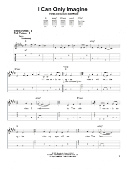 page one of I Can Only Imagine (Easy Guitar Tab)