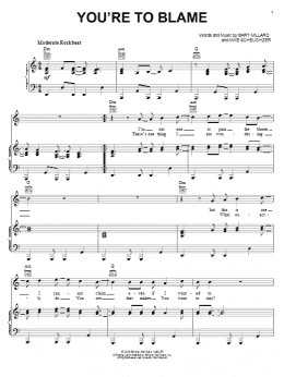 page one of You're To Blame (Piano, Vocal & Guitar Chords (Right-Hand Melody))