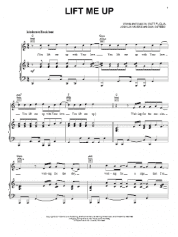 page one of Lift Me Up (Piano, Vocal & Guitar Chords (Right-Hand Melody))