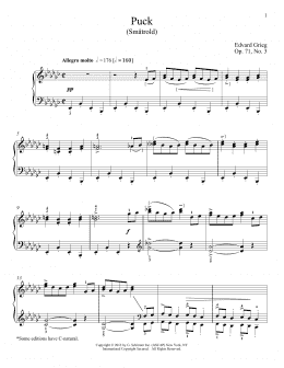 page one of Puck (Smatrold), Op. 71, No. 3 (Piano Solo)