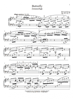 page one of Butterfly (Sommerfugl), Op. 43, No. 1 (Piano Solo)