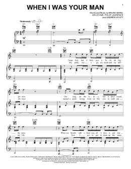 page one of When I Was Your Man (Piano, Vocal & Guitar Chords (Right-Hand Melody))