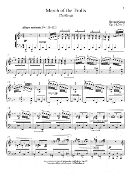 page one of March Of The Trolls (Troldtog), Op. 54, No. 3 (Piano Solo)