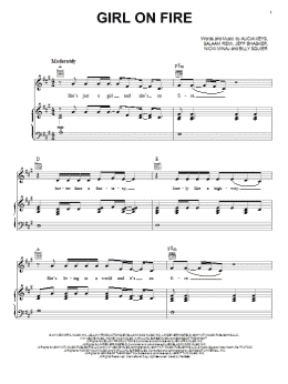 page one of Girl On Fire (Piano, Vocal & Guitar Chords (Right-Hand Melody))
