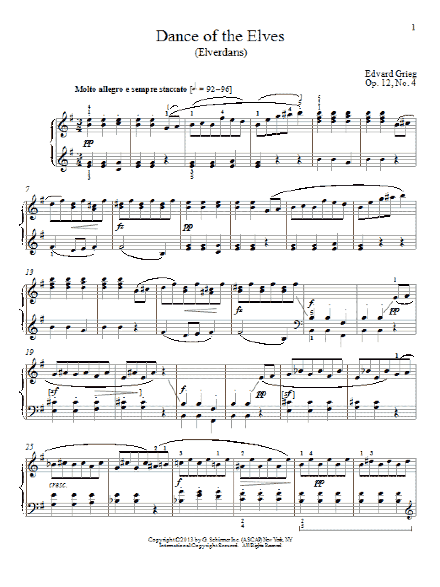 Dance Of The Elves (Elverdans), Op. 12, No. 4 (Piano Solo)