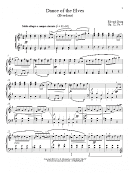 page one of Dance Of The Elves (Elverdans), Op. 12, No. 4 (Piano Solo)
