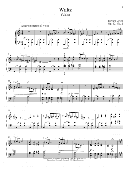 page one of Waltz (Vals), Op. 12, No. 2 (Piano Solo)