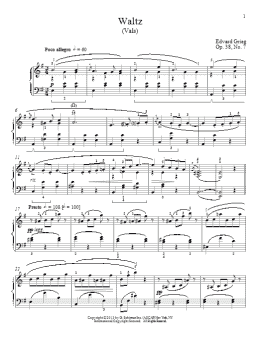 page one of Waltz (Vals), Op. 38, No. 7 (Piano Solo)