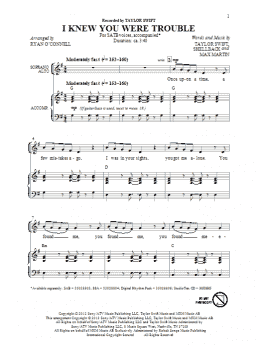 page one of I Knew You Were Trouble (SATB Choir)