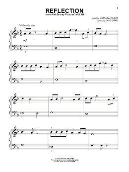 page one of Reflection (Pop Version) (from Mulan) (Big Note Piano)