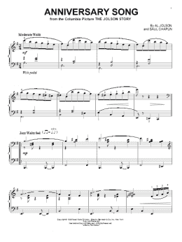 page one of Anniversary Song (Piano Solo)