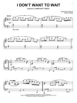 page one of I Don't Want To Wait (Piano Solo)