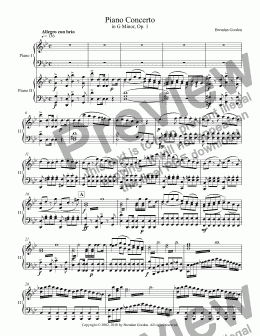 page one of Piano Concerto in G Minor, complete 2-piano score