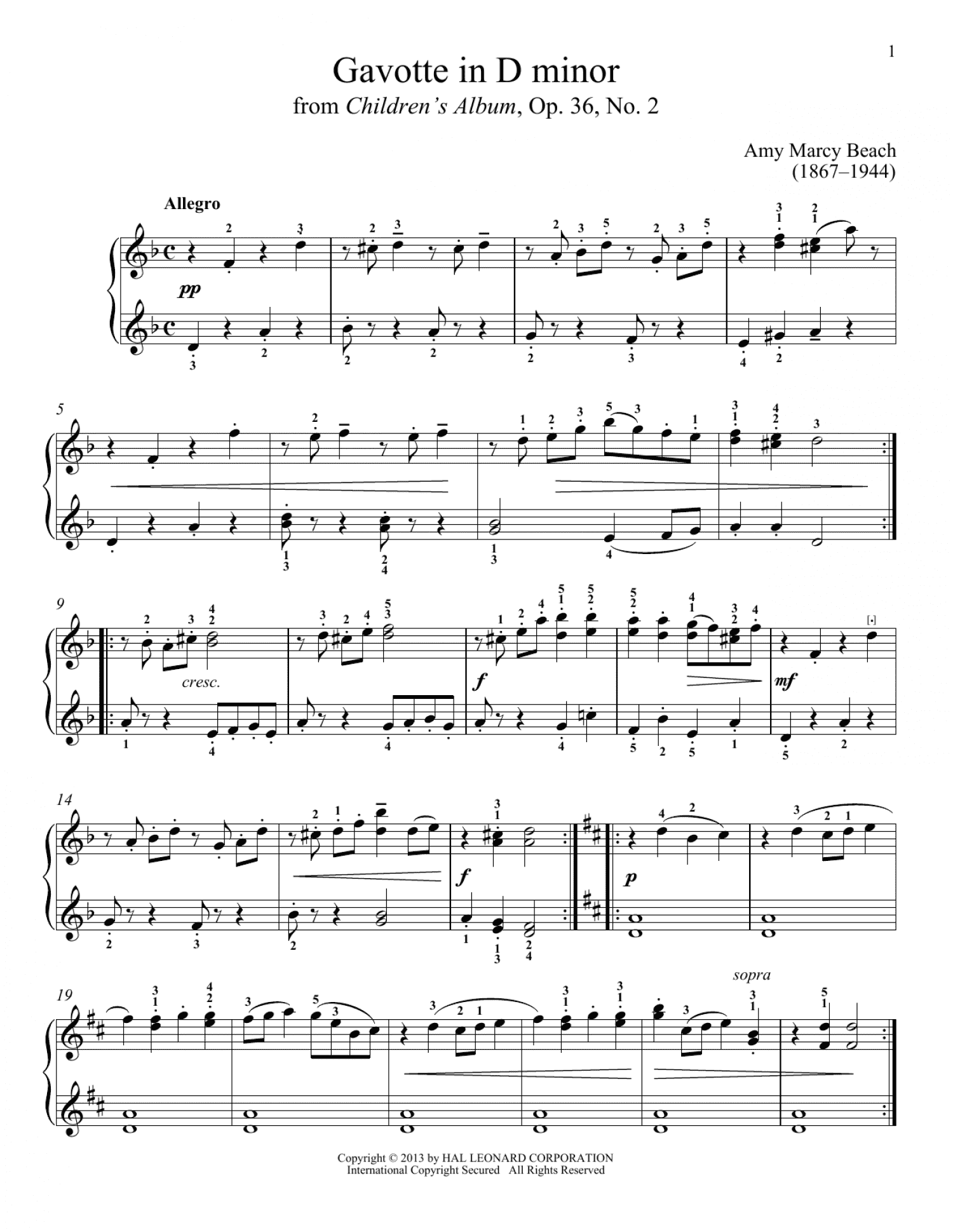 Gavotte in D Minor (Piano Solo)
